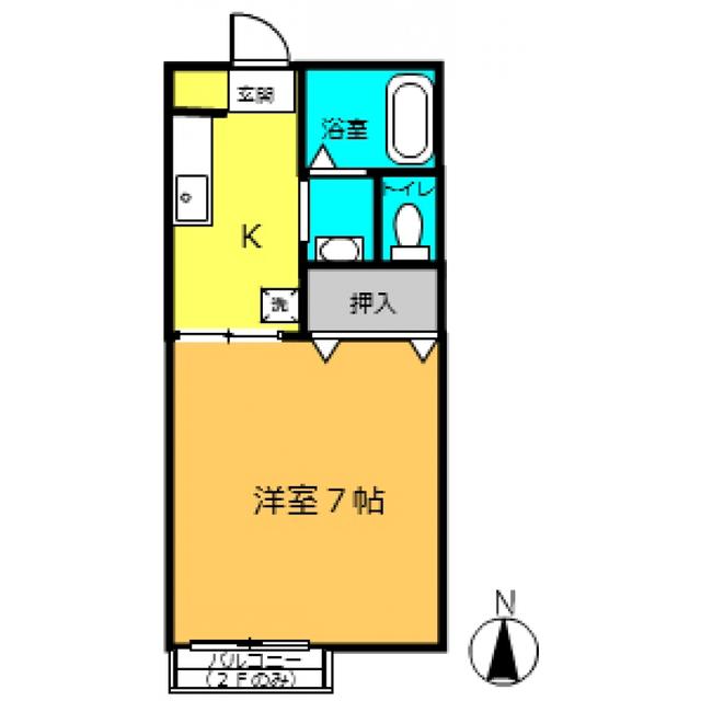 D コーシューハイツB(1K/1階)の間取り写真