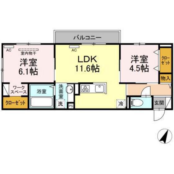 せのやIII(2LDK/2階)の間取り写真