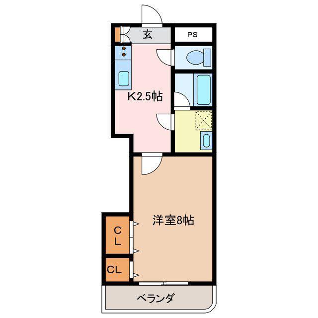 エクシブ広丘駅東B(1K/2階)の間取り写真