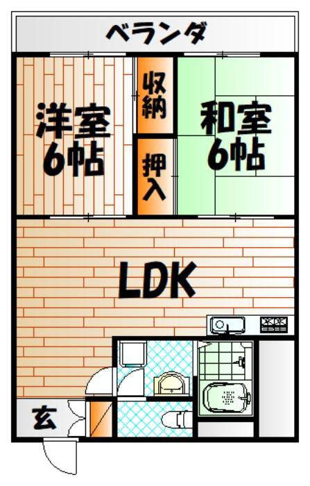 アーバンKNII(2LDK/3階)の間取り写真