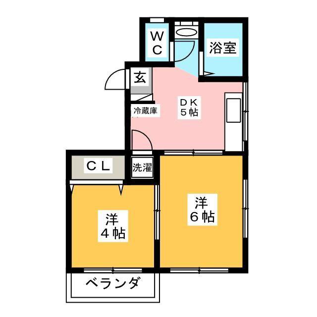 シャルマン三ツ境(2DK/3階)の間取り写真