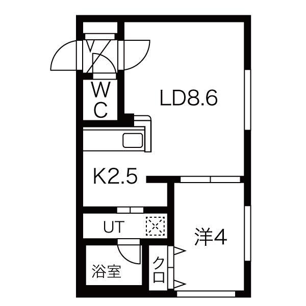 ENCORE菊水(1LDK/4階)の間取り写真