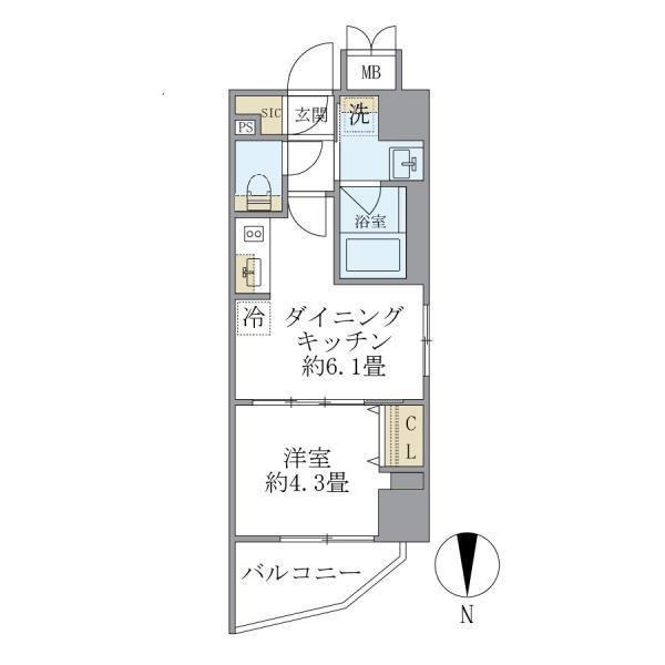 プラティーク目白(1DK/4階)の間取り写真