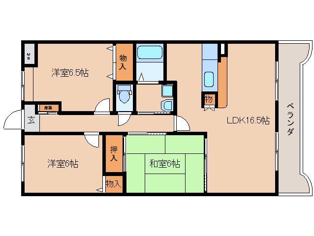 グレースコート恋の窪(3LDK/3階)の間取り写真