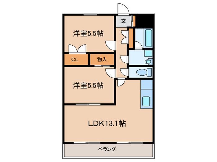クレイントータス(2LDK/2階)の間取り写真