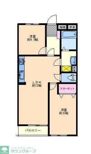 羽村ハイツ(2LDK/3階)の間取り写真