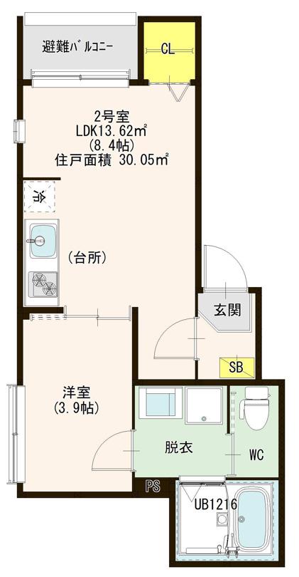 ハーモニーテラス松葉町VI(1LDK/3階)の間取り写真