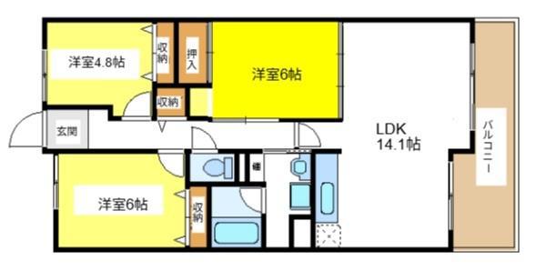 サワー・ドゥー住之江公園(3LDK/7階)の間取り写真