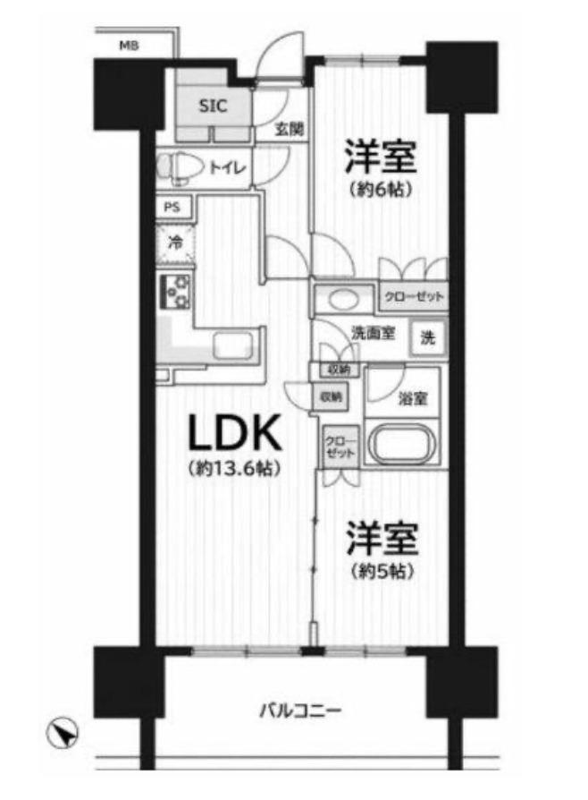 東京ミッドベイ勝どき(2LDK/4階)の間取り写真