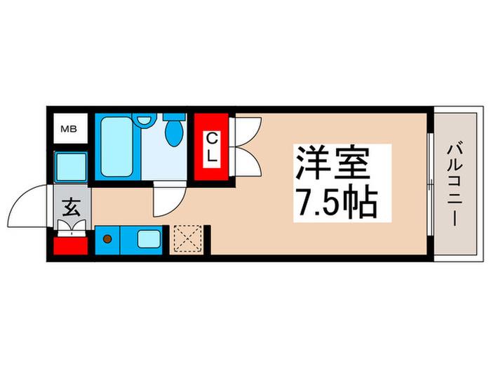 ハイブリッジF(ワンルーム/1階)の間取り写真