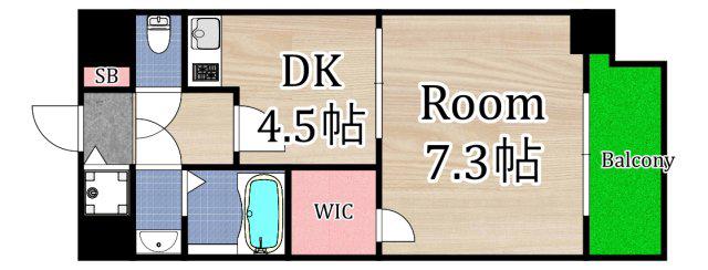 クレアート大阪イースト G4(1DK/5階)の間取り写真