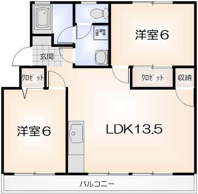 第7浜の前マンション(2LDK/1階)の間取り写真