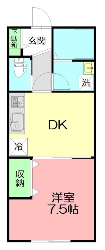AMハイツ(1DK/2階)の間取り写真