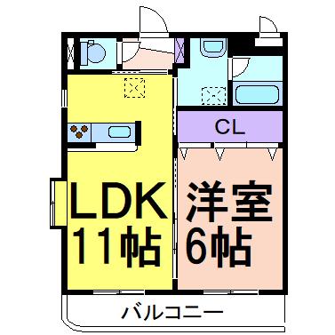 グリーンヒルズ(1LDK/3階)の間取り写真