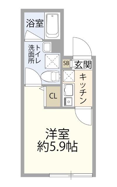プティレスト平和島(1K/2階)の間取り写真