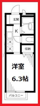 メゾンソレジオ(1K/1階)の間取り写真