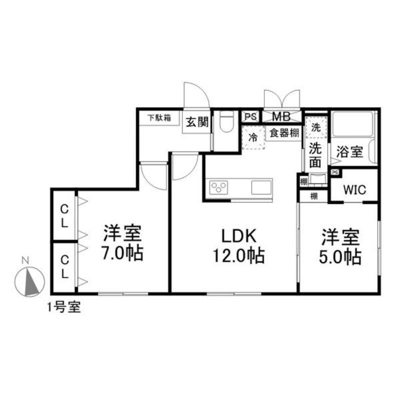 レクシア(2LDK/1階)の間取り写真