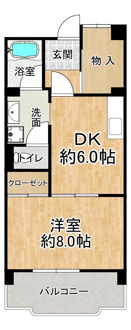 入江第2(1SDK/4階)の間取り写真