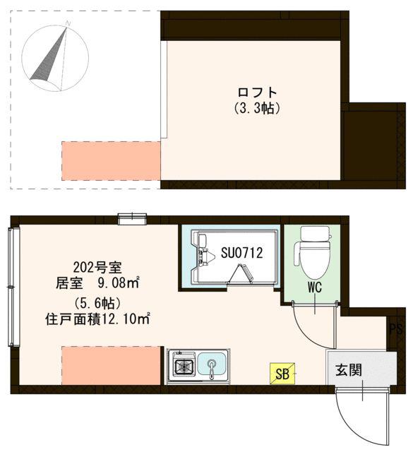 ハーモニーテラスK赤羽(ワンルーム/2階)の間取り写真