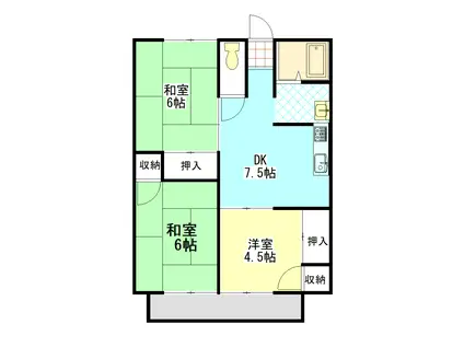 晃ハイツ(3DK/1階)の間取り写真