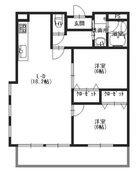 ランブラス宇治(2LDK/4階)の間取り写真