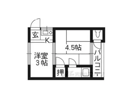 喜荘(1K/2階)の間取り写真