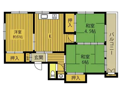 山田アパート(3DK/3階)の間取り写真