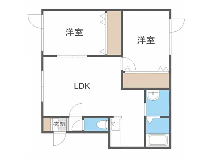 コーポライジングサン2A(2LDK/2階)の間取り写真