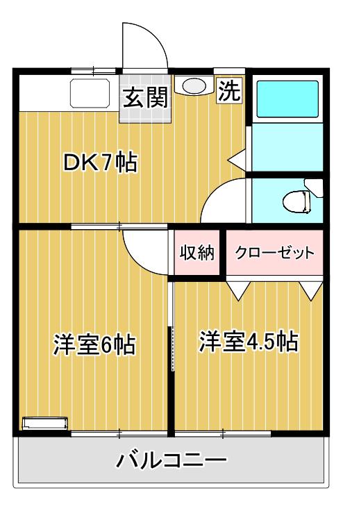 サウスポートIII(2DK/2階)の間取り写真
