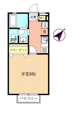 カームヒルズ(1K/2階)の間取り写真