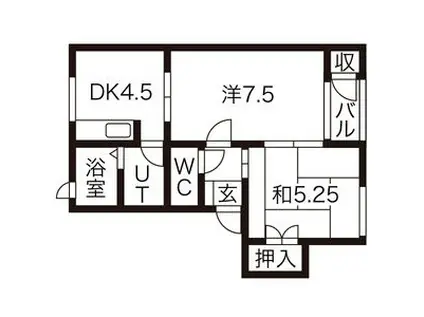 ミルリジェール(2DK/1階)の間取り写真
