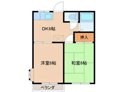 ファミーユA(2DK/2階)の間取り写真