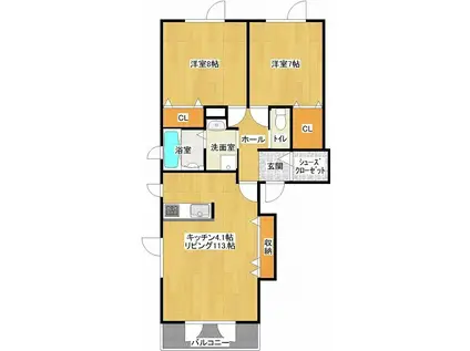 カーサフェリーチェはなみずき(2LDK/2階)の間取り写真
