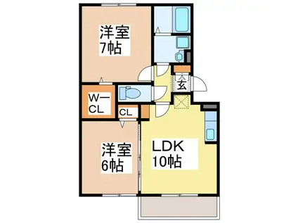 ソルティア A(2LDK/1階)の間取り写真