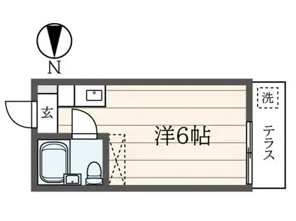 飛田給コーポ(ワンルーム/1階)の間取り写真