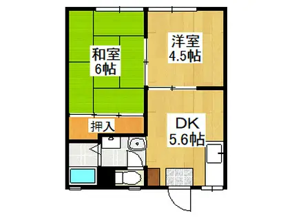 ケイプタウン萩(2DK/1階)の間取り写真