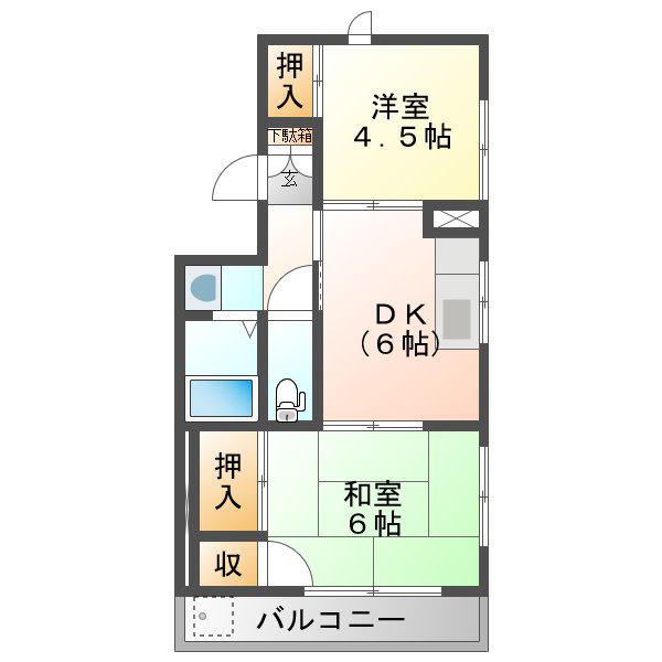 ヤマハハイツ白子III(2DK/2階)の間取り写真
