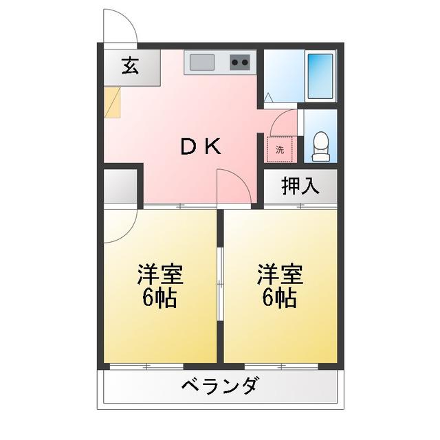川口ハウス(2DK/2階)の間取り写真
