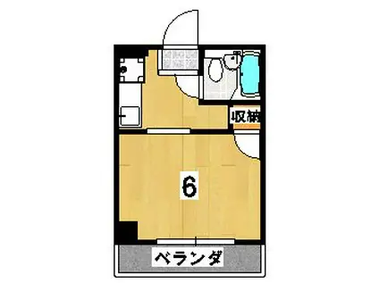 ヒノキハイツ(ワンルーム/2階)の間取り写真