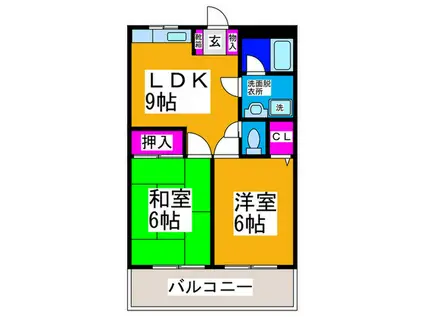 ハイツあかしあ2号館(2LDK/3階)の間取り写真