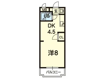 シャルム熊本NO.2(1K/1階)の間取り写真
