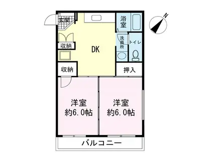 東海徳倉ビル(2DK/3階)の間取り写真