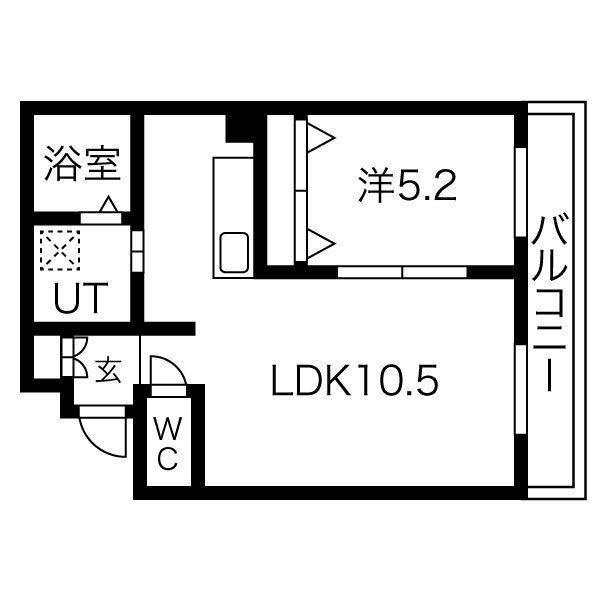 エルミタージュ難波南II(1LDK/6階)の間取り写真