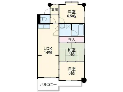 五反田ハイツ(3LDK/4階)の間取り写真