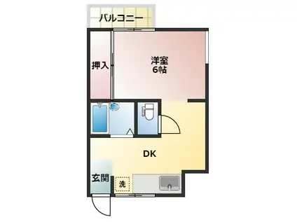 ヴィラ横須賀 B(1DK/2階)の間取り写真