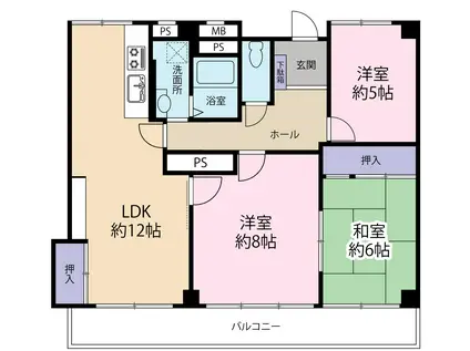 メゾン市川(3LDK/7階)の間取り写真