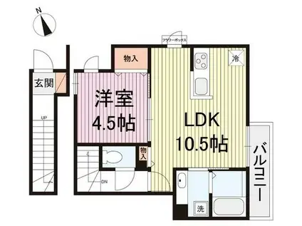 フェリーチェ奏の杜(1LDK/2階)の間取り写真