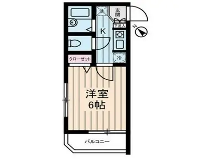 カディカワセIII(1K/2階)の間取り写真