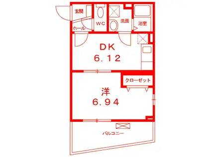 エスポワール三ッ沢(1DK/1階)の間取り写真