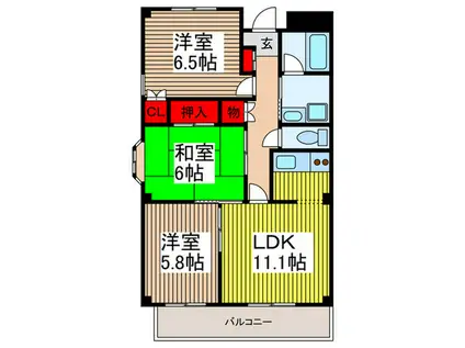 エスポワール北浦和(3LDK/1階)の間取り写真